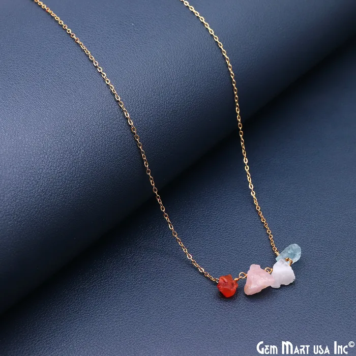 GemMartUSA Necklaces Rough Multi Gemstone Gold Wire Wrapped Necklace Chain 21 Inch GemMartUSA Necklaces Rough Multi Gemstone Gold Wire Wrapped Necklace Chain 21 Inch