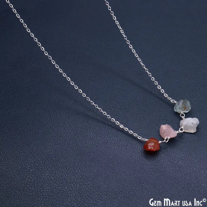 GemMartUSA Necklaces Rough Multi Gemstone Gold Wire Wrapped Necklace Chain 21 Inch GemMartUSA Necklaces Rough Multi Gemstone Gold Wire Wrapped Necklace Chain 21 Inch