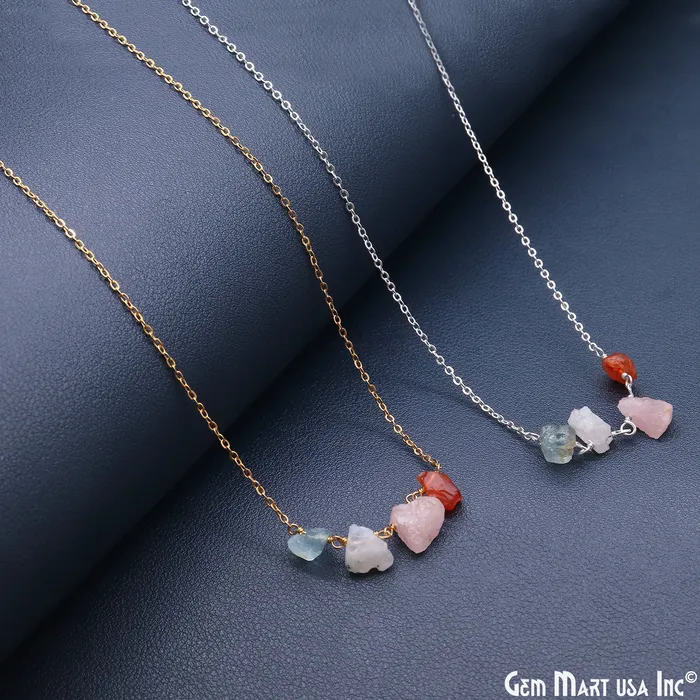 GemMartUSA Necklaces Rough Multi Gemstone Gold Wire Wrapped Necklace Chain 21 Inch GemMartUSA Necklaces Rough Multi Gemstone Gold Wire Wrapped Necklace Chain 21 Inch