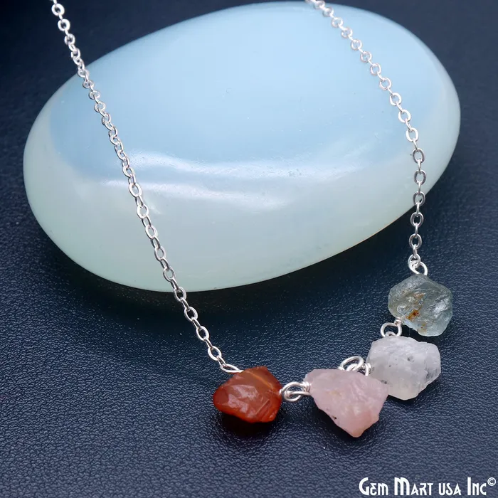 GemMartUSA Necklaces Rough Multi Gemstone Gold Wire Wrapped Necklace Chain 21 Inch GemMartUSA Necklaces Rough Multi Gemstone Gold Wire Wrapped Necklace Chain 21 Inch
