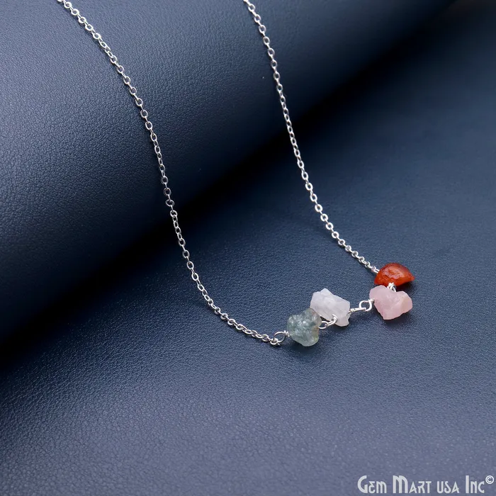 GemMartUSA Necklaces Rough Multi Gemstone Gold Wire Wrapped Necklace Chain 21 Inch GemMartUSA Necklaces Rough Multi Gemstone Gold Wire Wrapped Necklace Chain 21 Inch