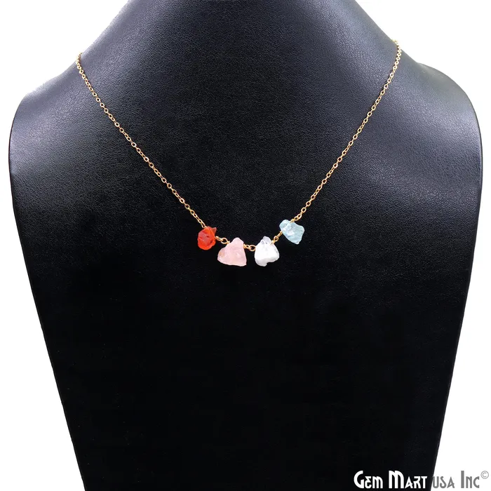 GemMartUSA Necklaces Rough Multi Gemstone Gold Wire Wrapped Necklace Chain 21 Inch GemMartUSA Necklaces Rough Multi Gemstone Gold Wire Wrapped Necklace Chain 21 Inch