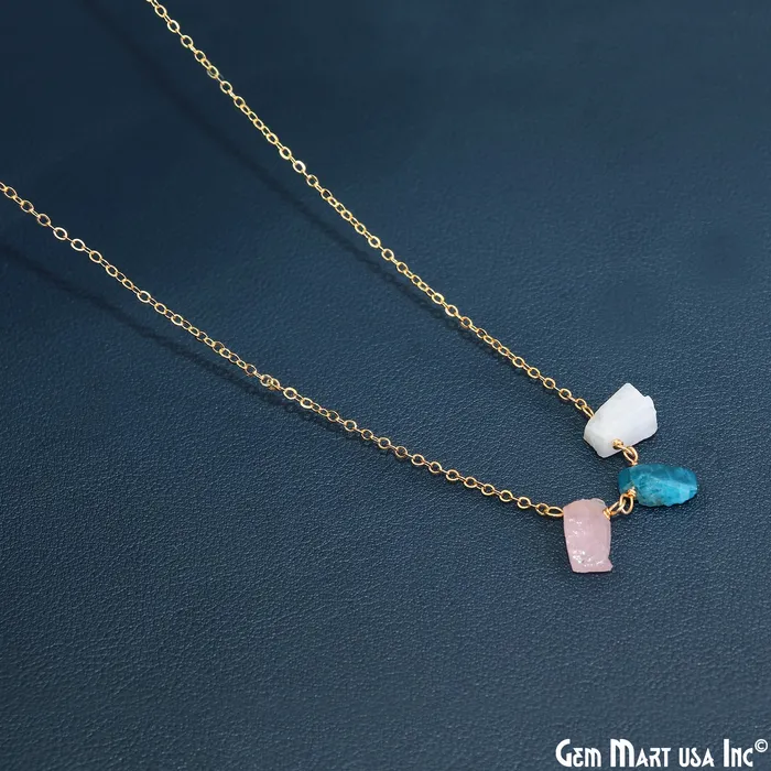 GemMartUSA Necklaces Rough Multi Gemstone Gold Wire Wrapped Necklace Chain 21 Inch GemMartUSA Necklaces Rough Multi Gemstone Gold Wire Wrapped Necklace Chain 21 Inch
