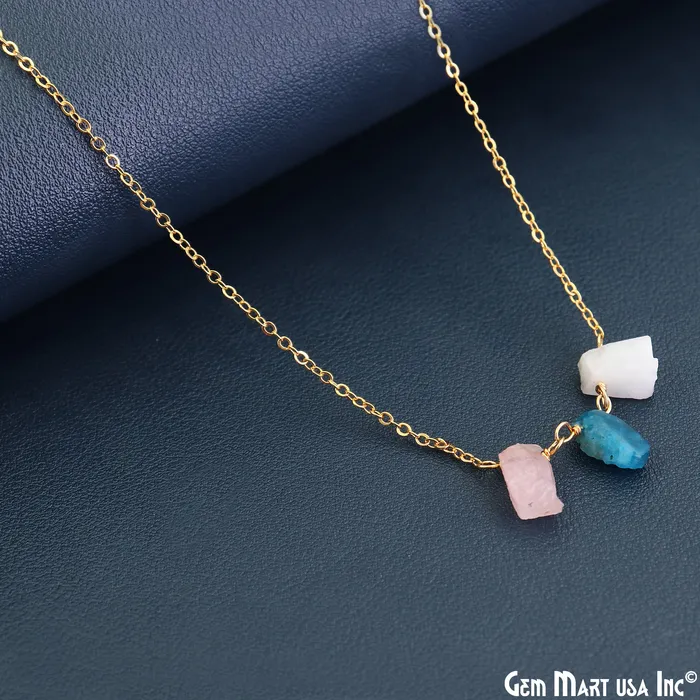 GemMartUSA Necklaces Rough Multi Gemstone Gold Wire Wrapped Necklace Chain 21 Inch GemMartUSA Necklaces Rough Multi Gemstone Gold Wire Wrapped Necklace Chain 21 Inch