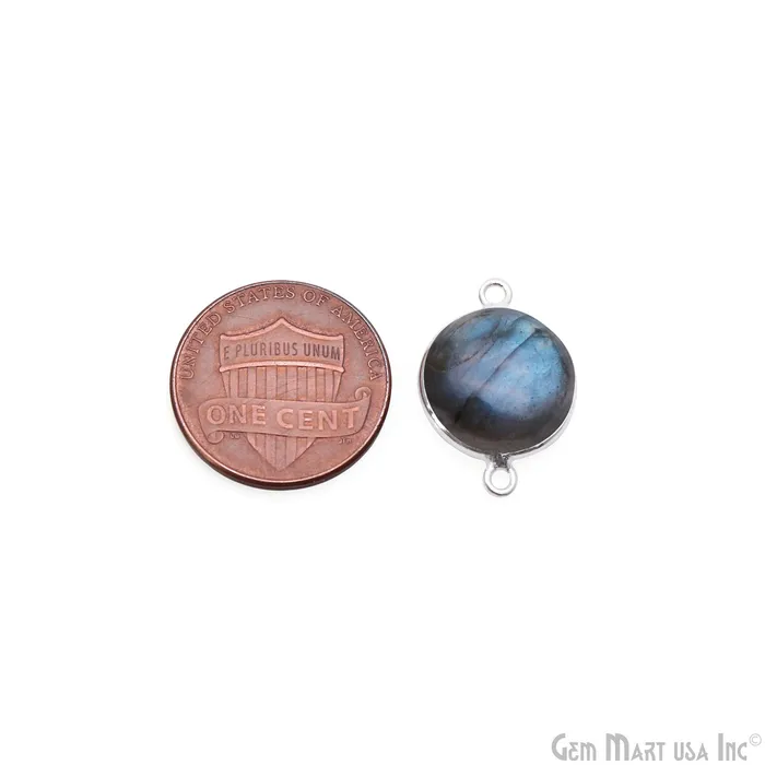 GemmartUSA Rings Flashy Labradorite Cabochon 13mm Round Double Bail Silver Plated Gemstone Connector GemmartUSA Rings Flashy Labradorite Cabochon 13mm Round Double Bail Silver Plated Gemstone Connector