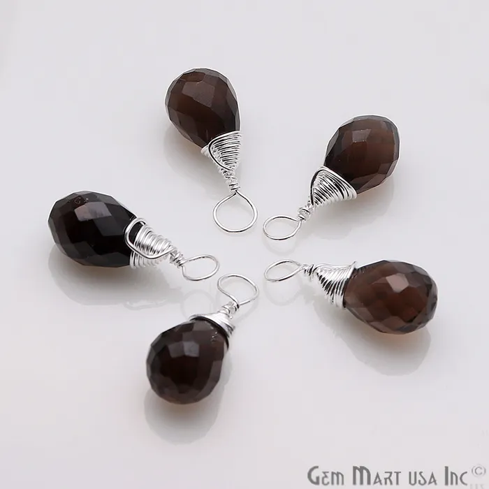 GemMartUSA Silver Wire Wrapped Drop Shape 16x6mm Single Bail Gemstone Connector Earrings GemMartUSA Silver Wire Wrapped Drop Shape 16x6mm Single Bail Gemstone Connector Earrings