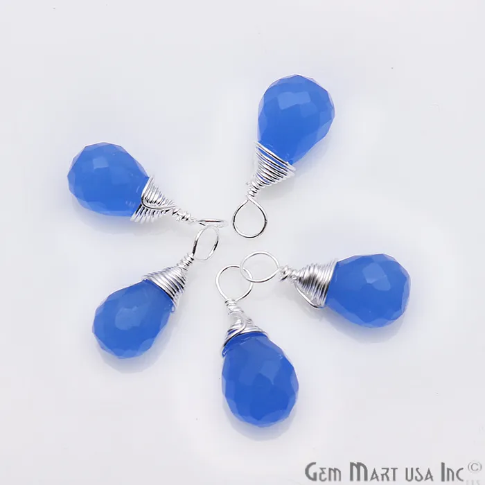 GemMartUSA Silver Wire Wrapped Drop Shape 16x6mm Single Bail Gemstone Connector Earrings GemMartUSA Silver Wire Wrapped Drop Shape 16x6mm Single Bail Gemstone Connector Earrings