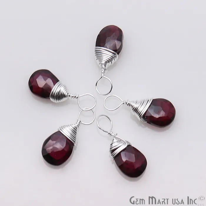 GemMartUSA Silver Wire Wrapped Drop Shape 16x6mm Single Bail Gemstone Connector Earrings GemMartUSA Silver Wire Wrapped Drop Shape 16x6mm Single Bail Gemstone Connector Earrings