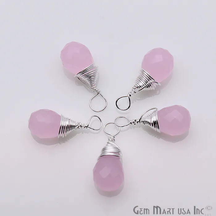 GemMartUSA Silver Wire Wrapped Drop Shape 16x6mm Single Bail Gemstone Connector Earrings GemMartUSA Silver Wire Wrapped Drop Shape 16x6mm Single Bail Gemstone Connector Earrings