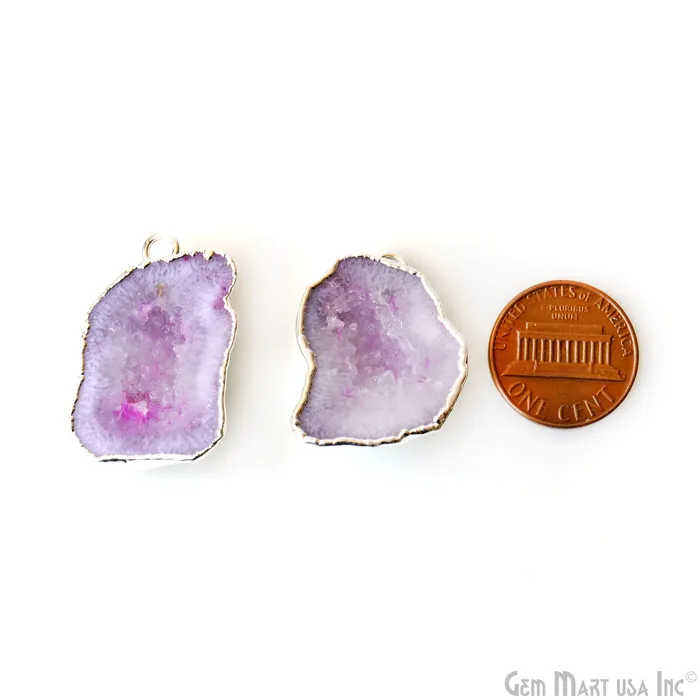 Geode Druzy 18x29mm Organic Silver Electroplated Single Bail Gemstone Earring Connector 1 Pair GemMartUSA Earrings Geode Druzy 18x29mm Organic Silver Electroplated Single Bail Gemstone Earring Connector 1 Pair GemMartUSA Earrings