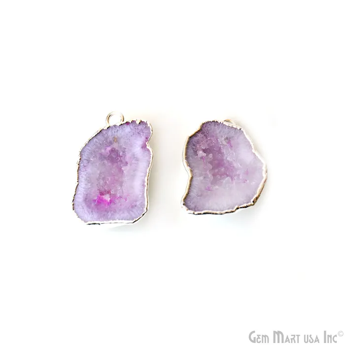 Geode Druzy 18x29mm Organic Silver Electroplated Single Bail Gemstone Earring Connector 1 Pair GemMartUSA Earrings Geode Druzy 18x29mm Organic Silver Electroplated Single Bail Gemstone Earring Connector 1 Pair GemMartUSA Earrings