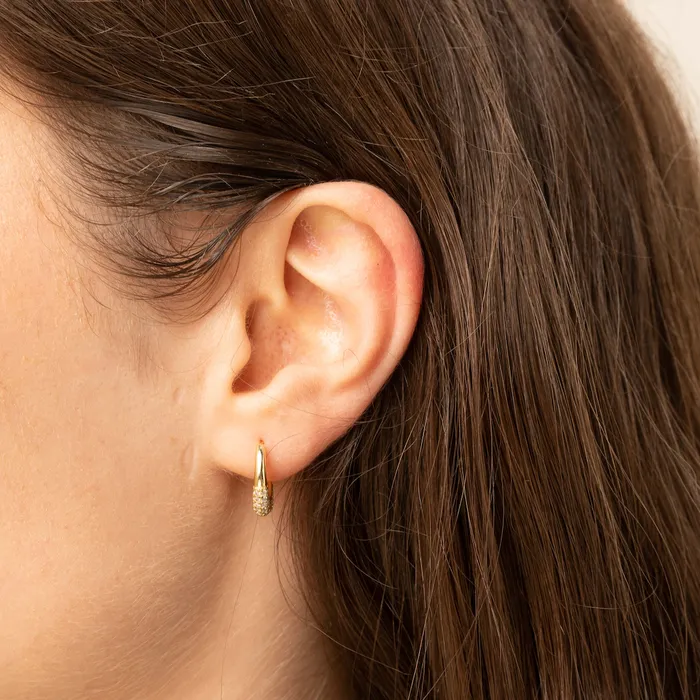 Half Sapphire Huggie Earrings Camile Stone Earrings