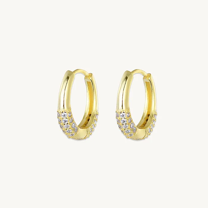 Half Sapphire Huggie Earrings Camile Stone Earrings