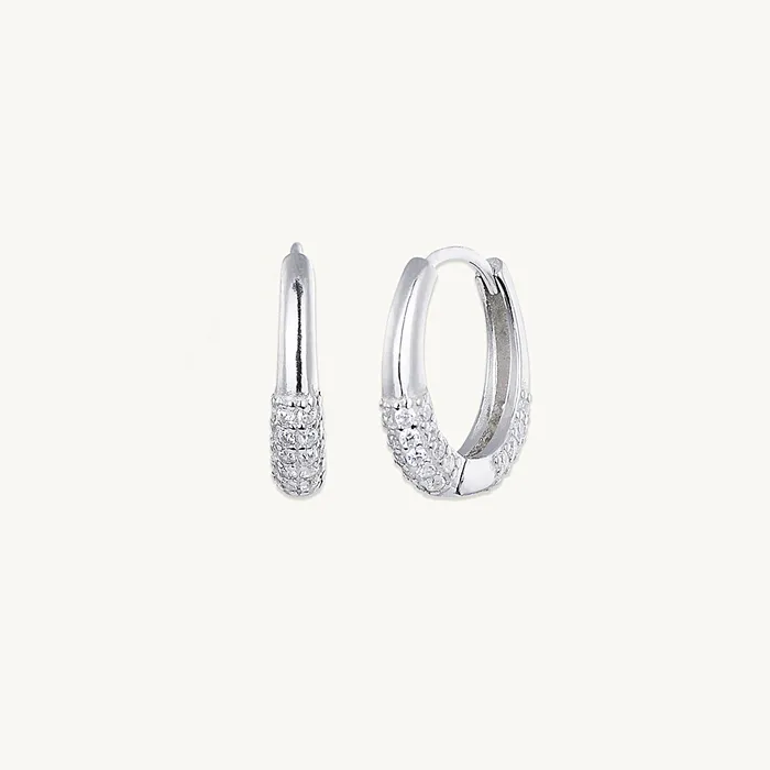 Half Sapphire Huggie Earrings Camile Stone Earrings