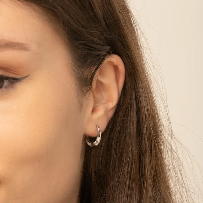 Half Sapphire Huggie Earrings Camile Stone Earrings