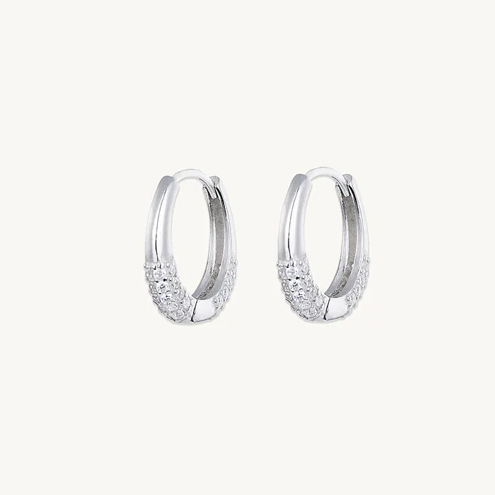 Half Sapphire Huggie Earrings Camile Stone Earrings