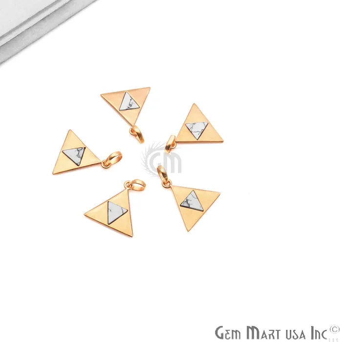 Howlite Triangle Pendant Two Tone 19mm Gold Pendant GemMartUSA Necklaces