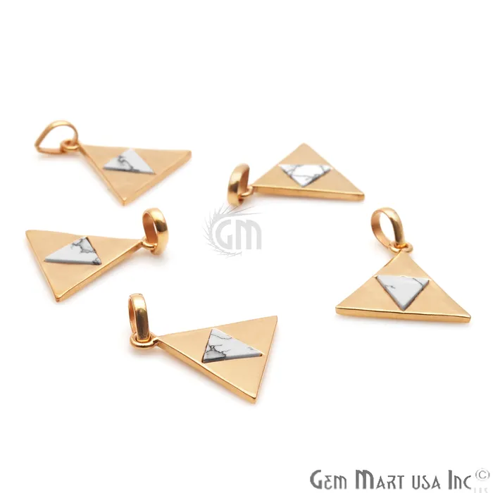 Howlite Triangle Pendant Two Tone 19mm Gold Pendant GemMartUSA Necklaces