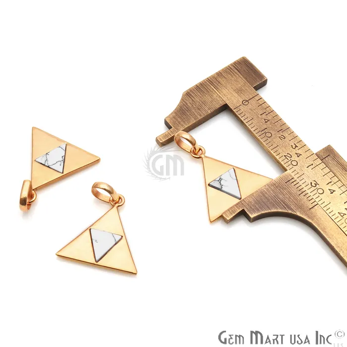 Howlite Triangle Pendant Two Tone 19mm Gold Pendant GemMartUSA Necklaces