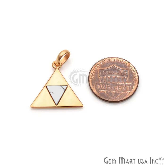 Howlite Triangle Pendant Two Tone 19mm Gold Pendant GemMartUSA Necklaces