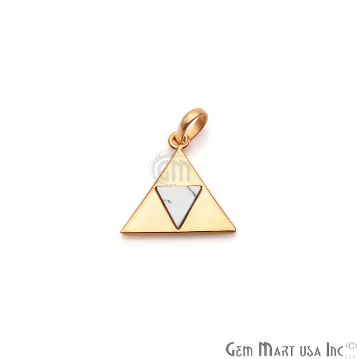 Howlite Triangle Pendant Two Tone 19mm Gold Pendant GemMartUSA Necklaces