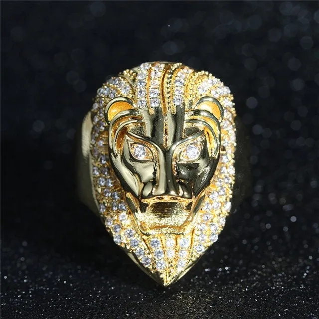 Iced out ring Lion Ring Diamond Lion Ring Leo ring Lion rings Iced Out Lion Ring Sphinx ring Mens Gold Ring Big Gold Ring Minx London Rings