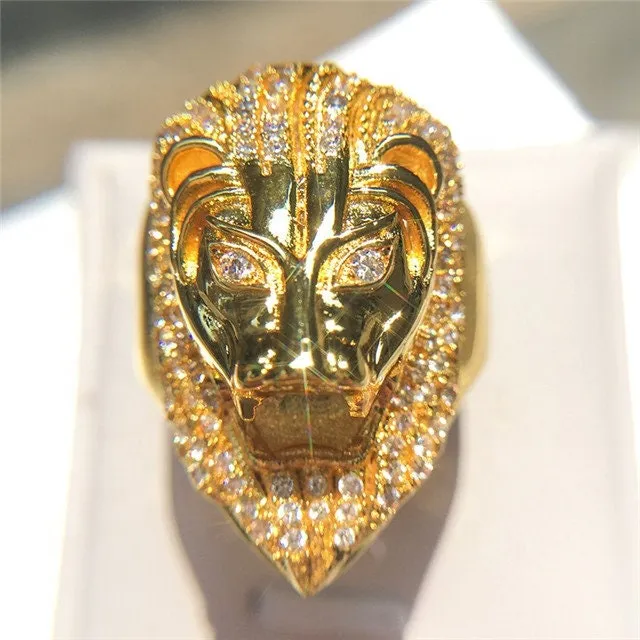 Iced out ring Lion Ring Diamond Lion Ring Leo ring Lion rings Iced Out Lion Ring Sphinx ring Mens Gold Ring Big Gold Ring Minx London Rings