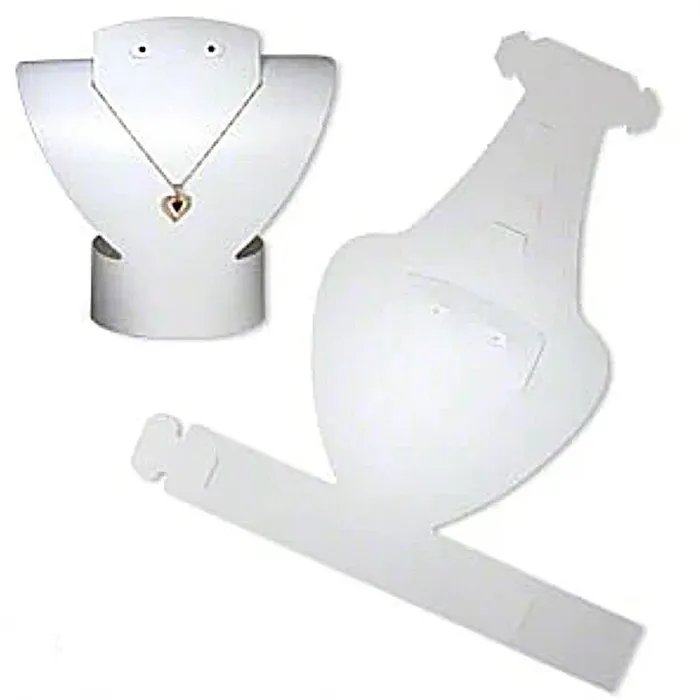 JPIDisplay Necklaces 12 Pack of 7 White Foldable Necklace and Earring Displays JPIDisplay Necklaces 12 Pack of 7 White Foldable Necklace and Earring Displays