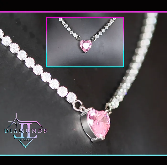 Lab Diamonds London Pink Diamond Heart Necklace Heart Necklace with Diamonds Diamond Heart Pendant Necklaces