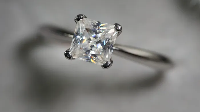 Lab Diamonds London Rings Princess Cut Moissanite Diamond Engagement Ring Solitaire Engagement Ring