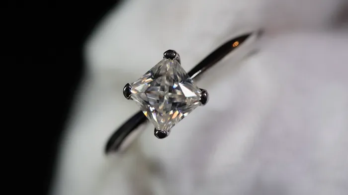 Lab Diamonds London Rings Princess Cut Moissanite Diamond Engagement Ring Solitaire Engagement Ring
