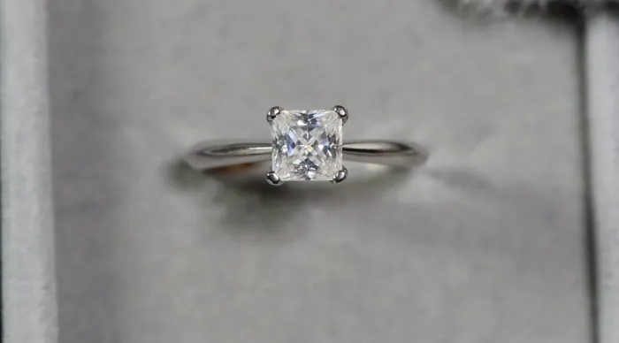 Lab Diamonds London Rings Princess Cut Moissanite Diamond Engagement Ring Solitaire Engagement Ring