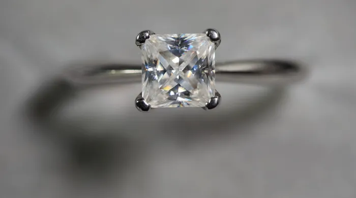 Lab Diamonds London Rings Princess Cut Moissanite Diamond Engagement Ring Solitaire Engagement Ring