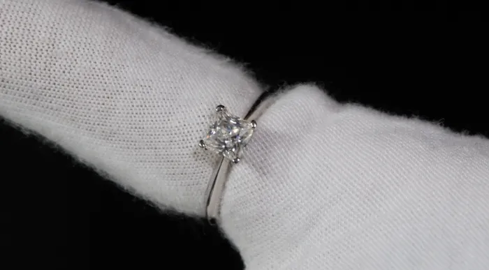Lab Diamonds London Rings Princess Cut Moissanite Diamond Engagement Ring Solitaire Engagement Ring