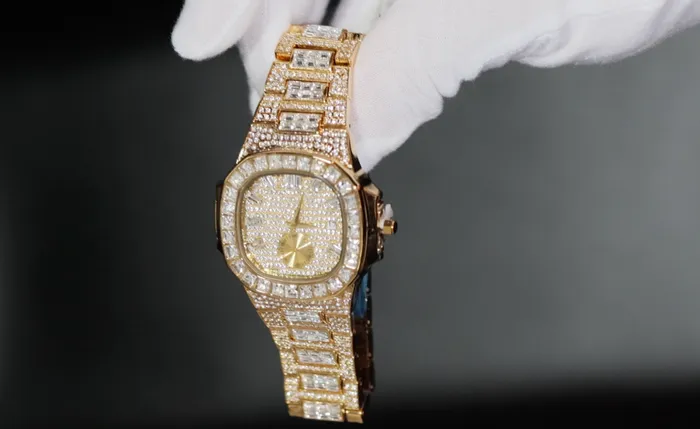 Lab Diamonds London Watches Iced Out Watch Mens Iced Out Watch Hip Hop Baguette Diamond Watch