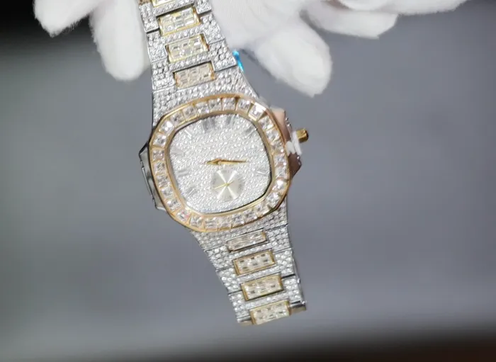 Lab Diamonds London Watches Iced Out Watch Mens Iced Out Watch Hip Hop Baguette Diamond Watch
