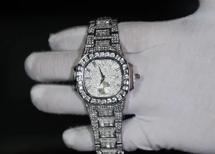 Lab Diamonds London Watches Iced Out Watch Mens Iced Out Watch Hip Hop Baguette Diamond Watch