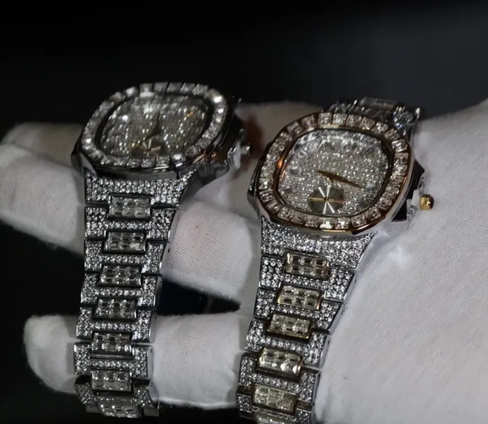Lab Diamonds London Watches Iced Out Watch Mens Iced Out Watch Hip Hop Baguette Diamond Watch
