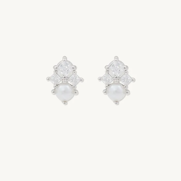 Lotus Pearl Barbell Stud Cartilage Earrings Camile Stone Earrings