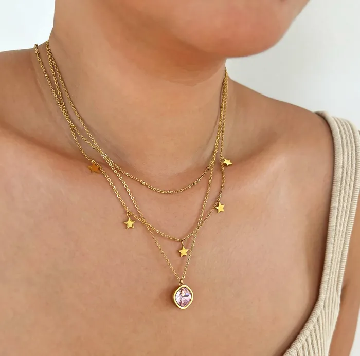Mai Dsire Necklaces DESIREE PINK AMETHYST BIRTHSTONE PENDANT FEBRUARY