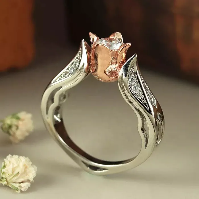Minx London Rings Rose Gold ring Rose Shape Ring Rose Ring Rose Gold and Silver Ring Flower Ring Womens Rose Gold Ring Womens Flower Shape Ring