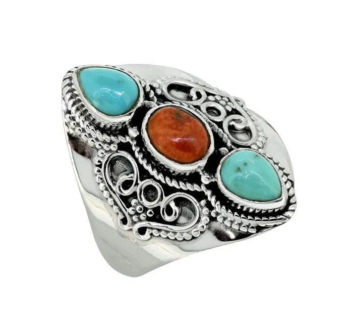 Mohave Turquoise Solid 925 Sterling Silver Designer Ring Jewelry YoTreasure Rings