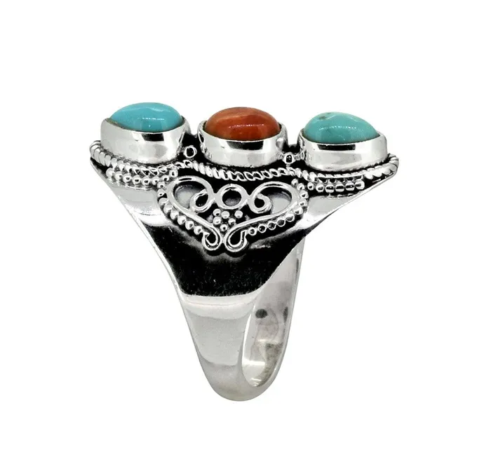 Mohave Turquoise Solid 925 Sterling Silver Designer Ring Jewelry YoTreasure Rings