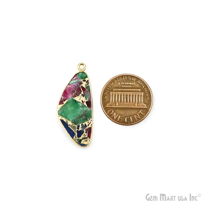 Multi Color Mohave 34x13mm Gold Plated Single Bail Earring Connector 1 Pair GemMartUSA Earrings Multi Color Mohave 34x13mm Gold Plated Single Bail Earring Connector 1 Pair GemMartUSA Earrings