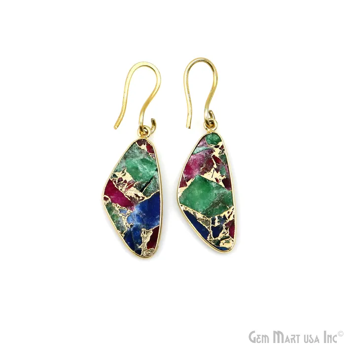 Multi Color Mohave 34x13mm Gold Plated Single Bail Earring Connector 1 Pair GemMartUSA Earrings Multi Color Mohave 34x13mm Gold Plated Single Bail Earring Connector 1 Pair GemMartUSA Earrings