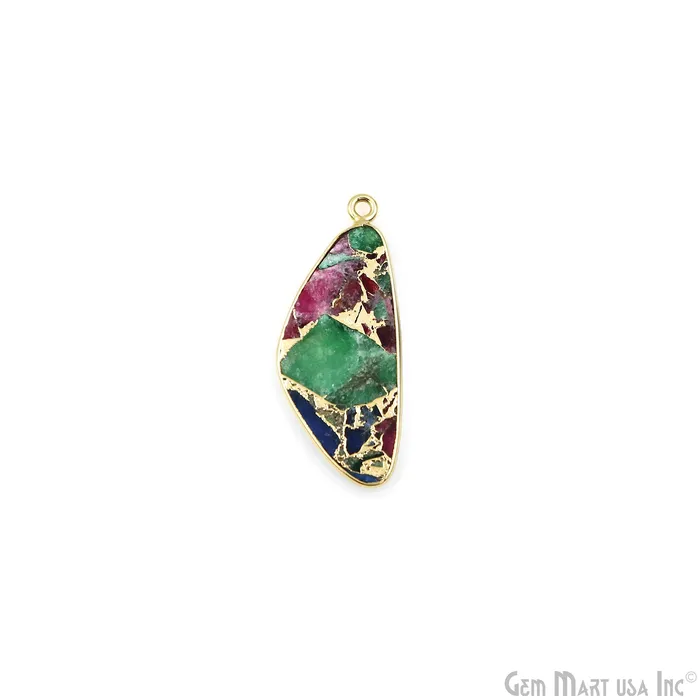 Multi Color Mohave 34x13mm Gold Plated Single Bail Earring Connector 1 Pair GemMartUSA Earrings Multi Color Mohave 34x13mm Gold Plated Single Bail Earring Connector 1 Pair GemMartUSA Earrings