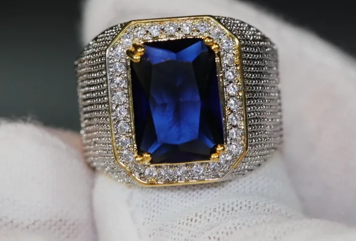 My Store Rings Blue Diamond Ring Sapphire Blue Diamond Ring Iced Out Ring Mens Blue Diamond Ring Mens Diamond Ring Big Ring Mens Iced Out Ring