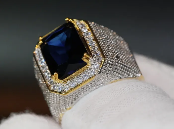 My Store Rings Blue Diamond Ring Sapphire Blue Diamond Ring Iced Out Ring Mens Blue Diamond Ring Mens Diamond Ring Big Ring Mens Iced Out Ring