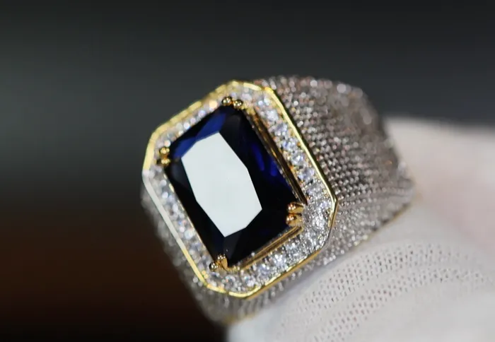 My Store Rings Blue Diamond Ring Sapphire Blue Diamond Ring Iced Out Ring Mens Blue Diamond Ring Mens Diamond Ring Big Ring Mens Iced Out Ring