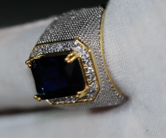 My Store Rings Blue Diamond Ring Sapphire Blue Diamond Ring Iced Out Ring Mens Blue Diamond Ring Mens Diamond Ring Big Ring Mens Iced Out Ring